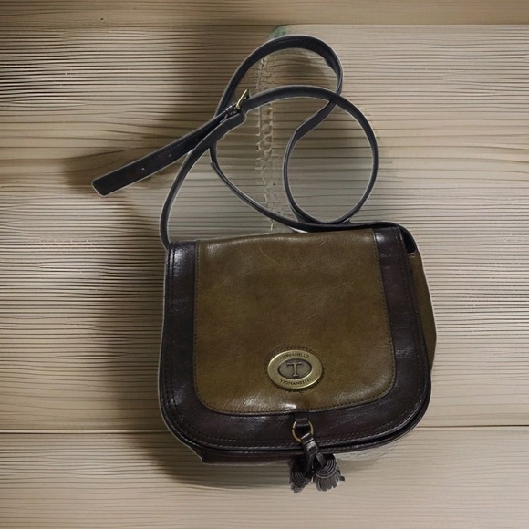 TIGNANELLO Leather Saddle Bag, Horse Bit Lining, Olive Green - Picture 1 of 10